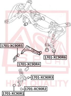 ASVA 1701-XC90R2 - Сайлентблок, важеля підвіски колеса autocars.com.ua