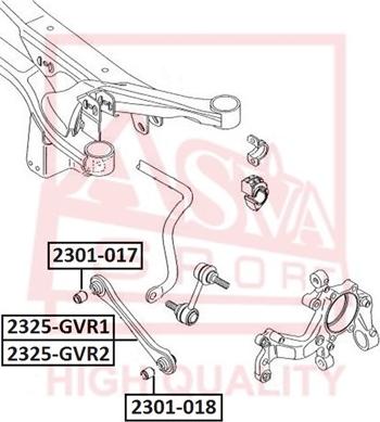 ASVA 2301-017 - Сайлентблок, важеля підвіски колеса autocars.com.ua