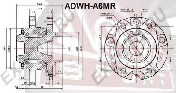 ASVA ADWH-A6MR - Маточина колеса autocars.com.ua