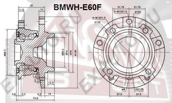 ASVA BMWH-E60F - Ступица колеса, поворотный кулак avtokuzovplus.com.ua