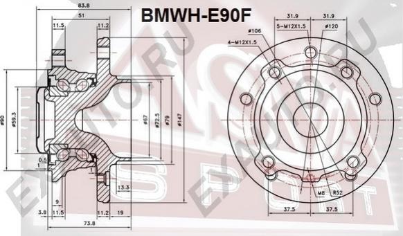 ASVA BMWH-E90F - Маточина колеса autocars.com.ua