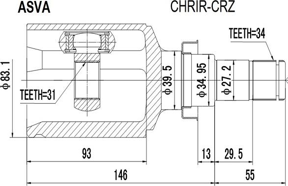 ASVA CHRIR-CRZ - Шарнирный комплект, ШРУС, приводной вал avtokuzovplus.com.ua