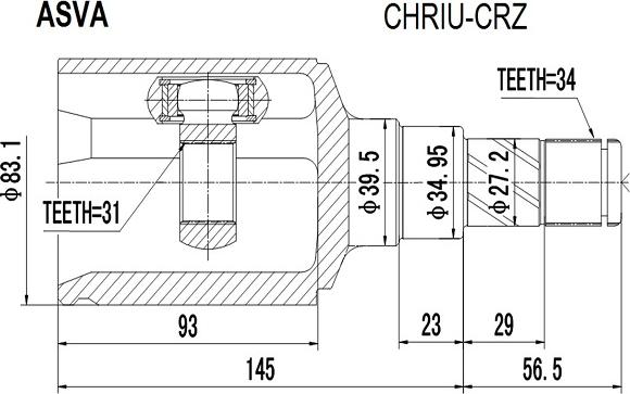 ASVA CHRIU-CRZ - Шарнірний комплект, ШРУС, приводний вал autocars.com.ua