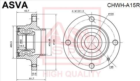 ASVA CHWH-A15R - Ступица колеса, поворотный кулак avtokuzovplus.com.ua