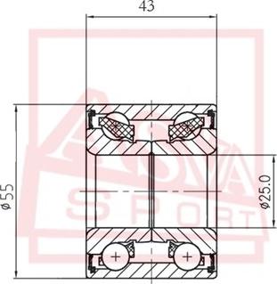 ASVA DAC25550043 - Підшипник ступиці колеса autocars.com.ua