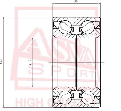 ASVA DAC40740036 - Подшипник ступицы колеса avtokuzovplus.com.ua