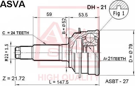 ASVA DH-21 - Шарнирный комплект, ШРУС, приводной вал autodnr.net