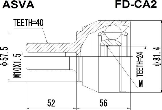 ASVA FD-CA2 - Шарнирный комплект, ШРУС, приводной вал avtokuzovplus.com.ua