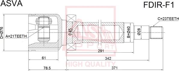 ASVA FDIR-F1 - Шарнирный комплект, ШРУС, приводной вал autodnr.net