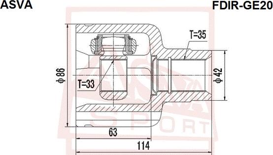 ASVA FDIR-GE20 - Шарнирный комплект, ШРУС, приводной вал autodnr.net