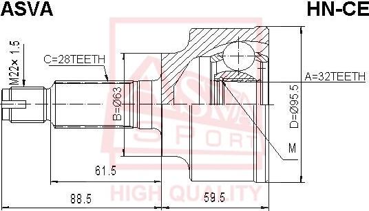 ASVA HN-CE - Шарнірний комплект, ШРУС, приводний вал autocars.com.ua