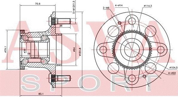 ASVA HNWH-CF3A50R - Маточина колеса autocars.com.ua