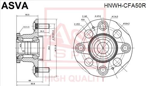 ASVA HNWH-CFA50R - Маточина колеса autocars.com.ua