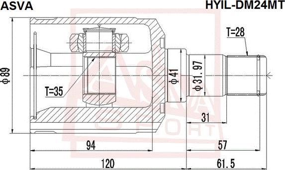 ASVA HYIL-DM24MT - Шарнірний комплект, ШРУС, приводний вал autocars.com.ua