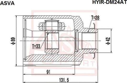 ASVA HYIR-DM24AT - Шарнірний комплект, ШРУС, приводний вал autocars.com.ua