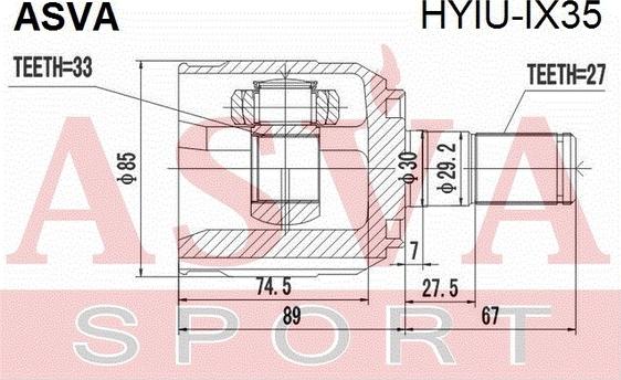 ASVA HYIU-IX35 - Шарнирный комплект, ШРУС, приводной вал avtokuzovplus.com.ua