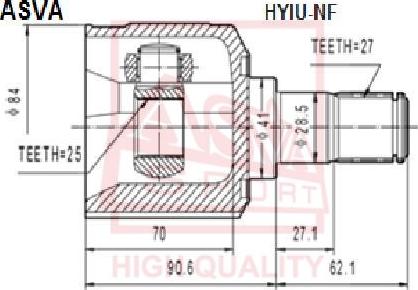 ASVA HYIU-NF - Шарнирный комплект, ШРУС, приводной вал avtokuzovplus.com.ua