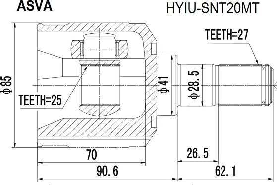 ASVA HYIU-SNT20MT - Шарнирный комплект, ШРУС, приводной вал autodnr.net