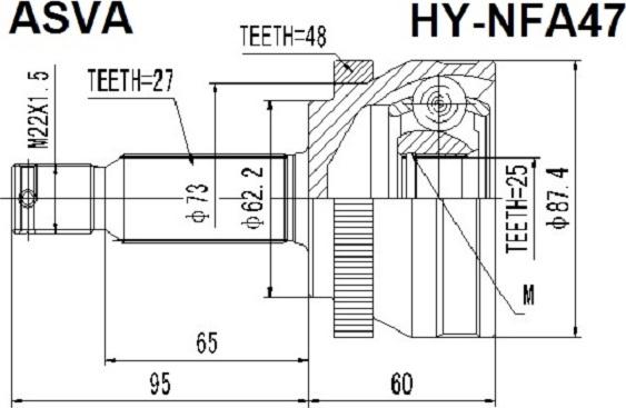 ASVA HY-NFA47 - Шарнирный комплект, ШРУС, приводной вал avtokuzovplus.com.ua