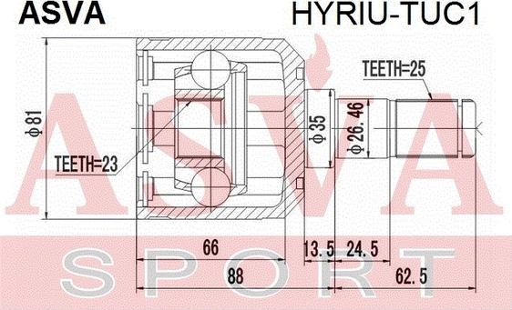 ASVA HYRIU-TUC1 - Шарнирный комплект, ШРУС, приводной вал avtokuzovplus.com.ua