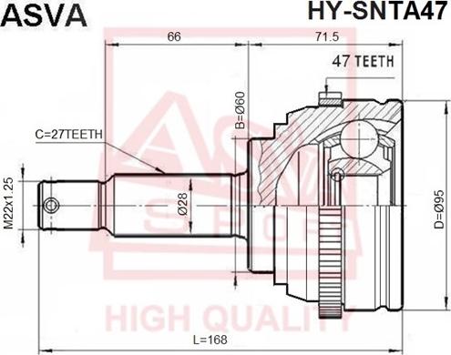 ASVA HY-SNTA47 - Шарнирный комплект, ШРУС, приводной вал autodnr.net