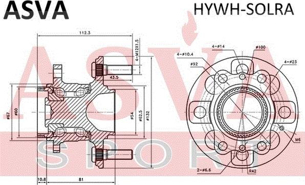 ASVA HYWH-SOLRA - Ступица задняя с кольцом абс HYUNDAI HYUNDAI SOLARIS 2010- autodnr.net