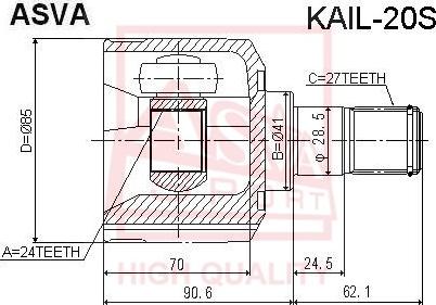 ASVA KAIL-20S - Шарнирный комплект, ШРУС, приводной вал autodnr.net