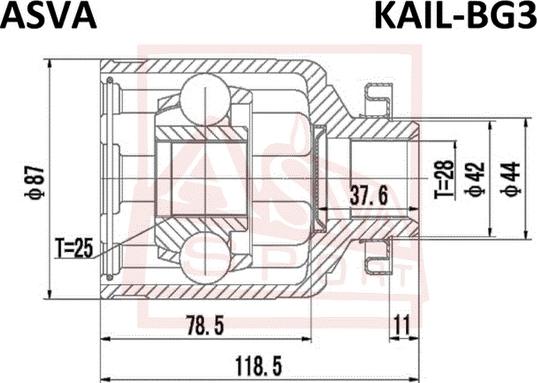 ASVA KAIL-BG3 - Шарнірний комплект, ШРУС, приводний вал autocars.com.ua