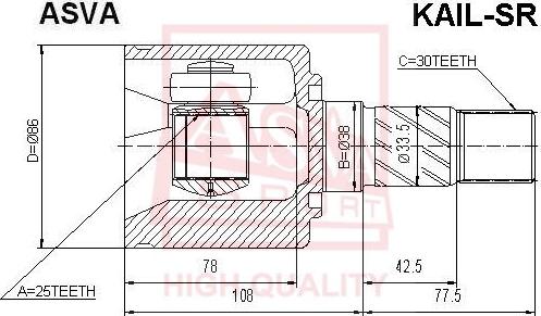 ASVA KAIL-SR - Шарнирный комплект, ШРУС, приводной вал avtokuzovplus.com.ua
