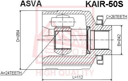 ASVA KAIR-50S - Шарнирный комплект, ШРУС, приводной вал autodnr.net