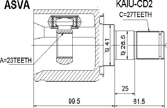 ASVA KAIU-CD2 - Шарнирный комплект, ШРУС, приводной вал autodnr.net