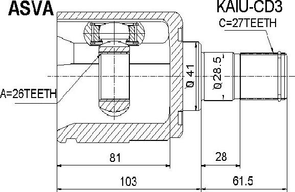 ASVA KAIU-CD3 - Шарнирный комплект, ШРУС, приводной вал autodnr.net