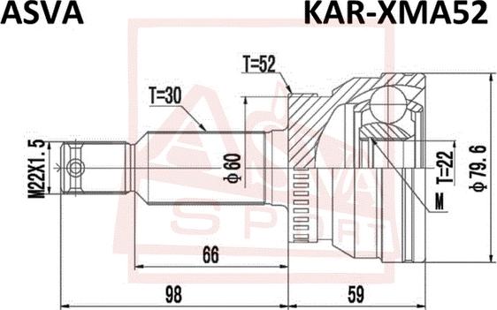 ASVA KAR-XMA52 - Шарнірний комплект, ШРУС, приводний вал autocars.com.ua