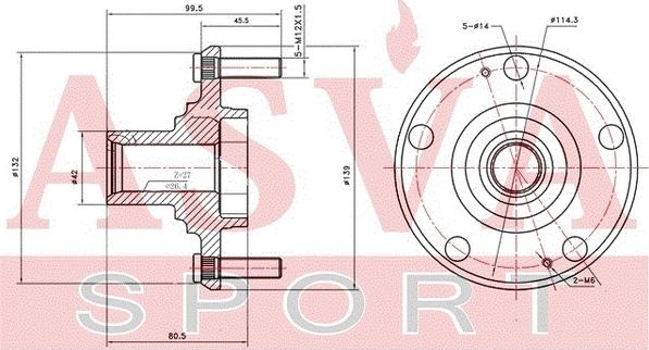 ASVA KAWH-CDF - Ступица колеса, поворотный кулак avtokuzovplus.com.ua