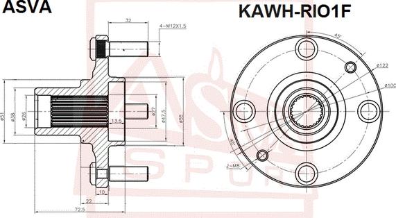 ASVA KAWH-RIO1F - Маточина колеса autocars.com.ua