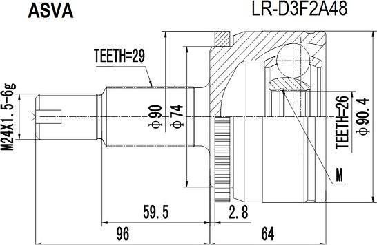 ASVA LR-D3F2A48 - Шарнирный комплект, ШРУС, приводной вал avtokuzovplus.com.ua