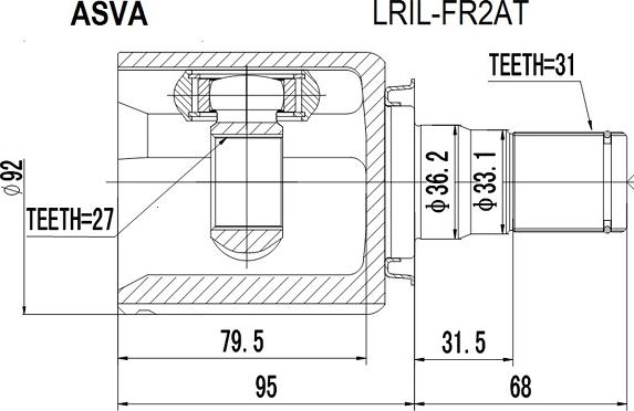 ASVA LRIL-FR2AT - Шарнирный комплект, ШРУС, приводной вал autodnr.net