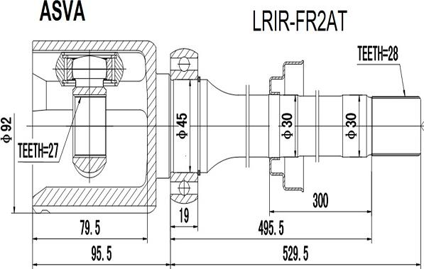 ASVA LRIR-FR2AT - Шарнірний комплект, ШРУС, приводний вал autocars.com.ua