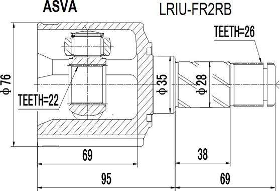 ASVA LRIU-FR2RB - Шарнирный комплект, ШРУС, приводной вал autodnr.net