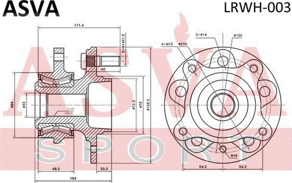 ASVA LRWH-003 - Ступица колеса, поворотный кулак avtokuzovplus.com.ua