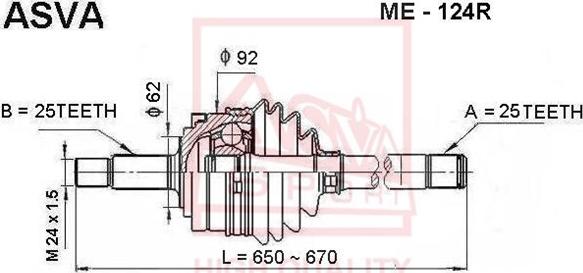 ASVA ME-124R - Шарнирный комплект, ШРУС, приводной вал autodnr.net