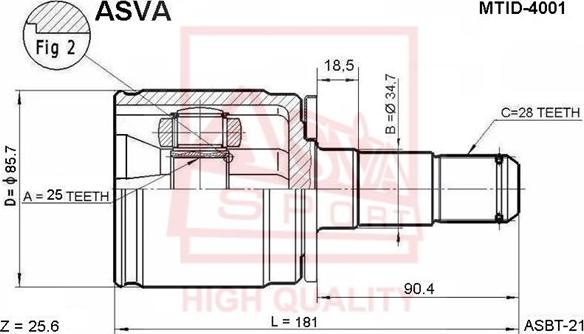 ASVA MTID-4001 - Шарнірний комплект, ШРУС, приводний вал autocars.com.ua