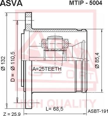 ASVA MTIP-5004 - Шарнирный комплект, ШРУС, приводной вал autodnr.net