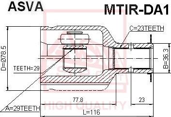 ASVA MTIR-DA1 - Шарнирный комплект, ШРУС, приводной вал avtokuzovplus.com.ua