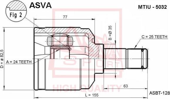 ASVA MTIU-5032 - Шарнирный комплект, ШРУС, приводной вал autodnr.net