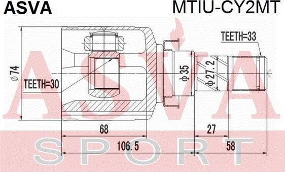 ASVA MTIU-CY2MT - Шарнирный комплект, ШРУС, приводной вал avtokuzovplus.com.ua