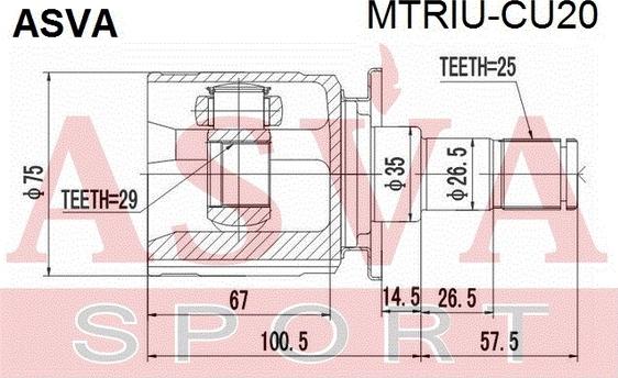 ASVA MTRIU-CU20 - Шарнирный комплект, ШРУС, приводной вал avtokuzovplus.com.ua