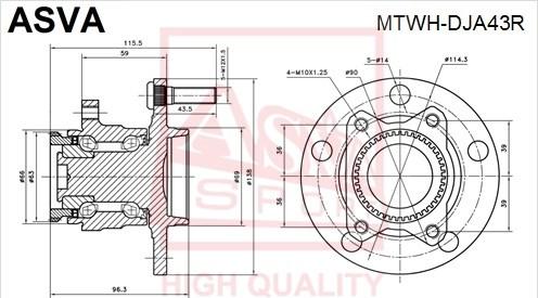 ASVA MTWH-DJA43R - Ступица колеса, поворотный кулак avtokuzovplus.com.ua