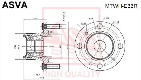 ASVA MTWH-E33R - Маточина колеса autocars.com.ua