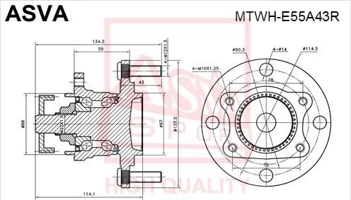 ASVA MTWH-E55A43R - Маточина колеса autocars.com.ua